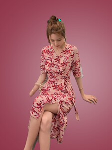 夏装2020v领长裙女法式新款版碎花色雪纺连衣裙改良旗袍茶歇气质