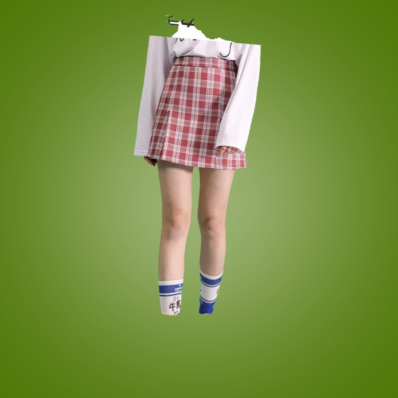 bm格子夏季韩版学院风少女半身裙