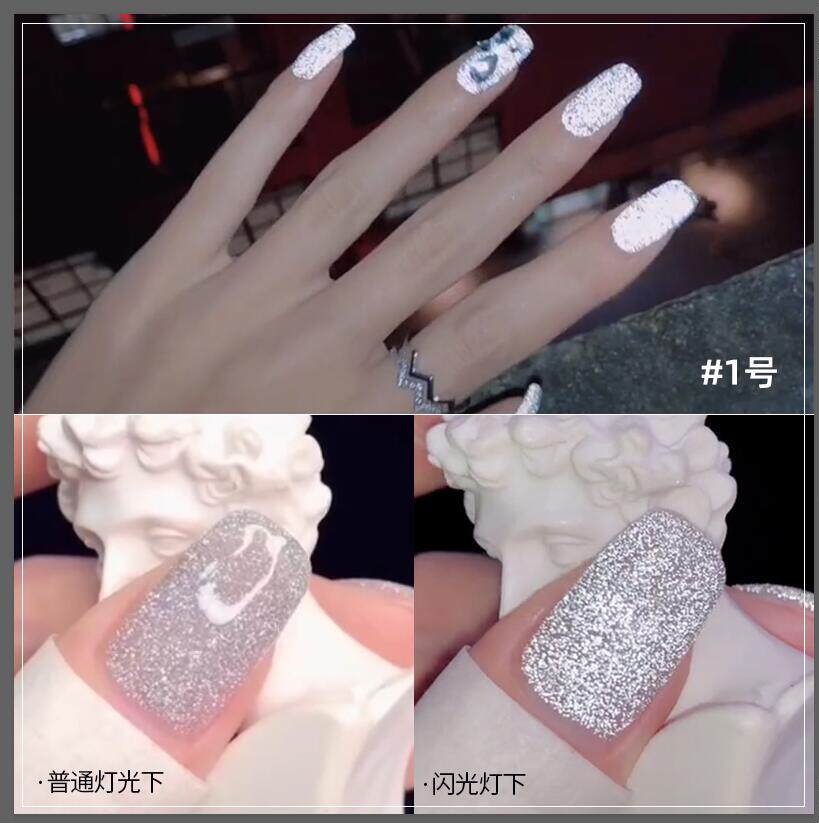 2021网红爆闪碎钻胶新款美甲晶钻蹦迪粉甲油胶璀璨细闪指甲光疗胶