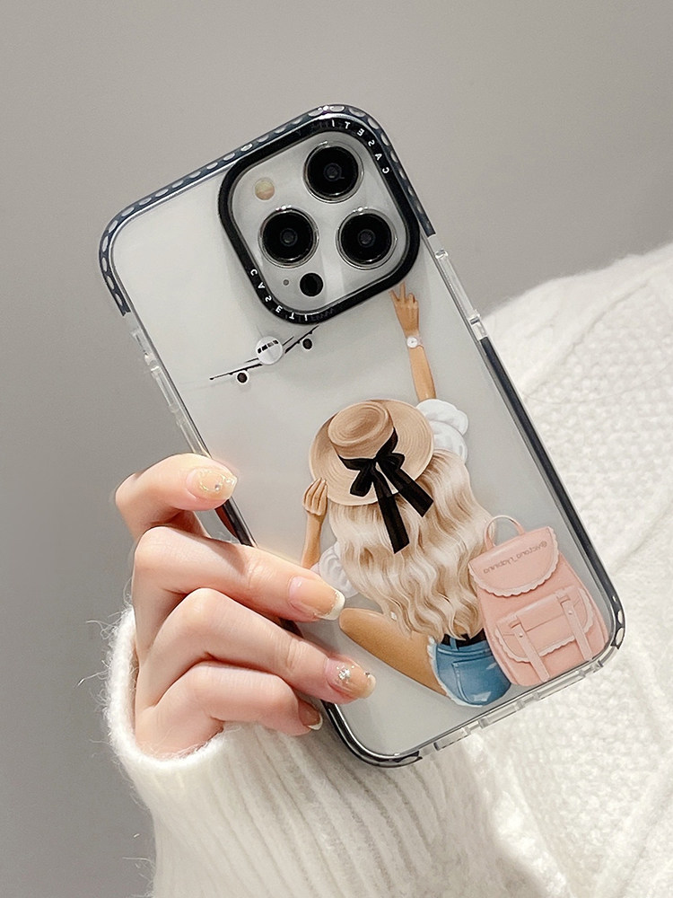 새로운 밀짚모자 여행은 자유롭고 쉬운 소녀 IPHONE 14 PROMAX 휴대폰 케이스 12 APPLE 13 낙하 방지 부드러운 접착제에 적합