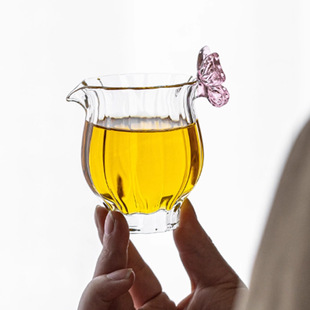 雅器茶居一高硼硅耐热公道杯茶海茶功夫茶具设计感蝴蝶分茶器