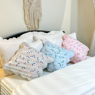 新款韩式可机洗绗缝抱枕套夹棉带芯抱枕纯棉田园靠垫枕汽车腰靠