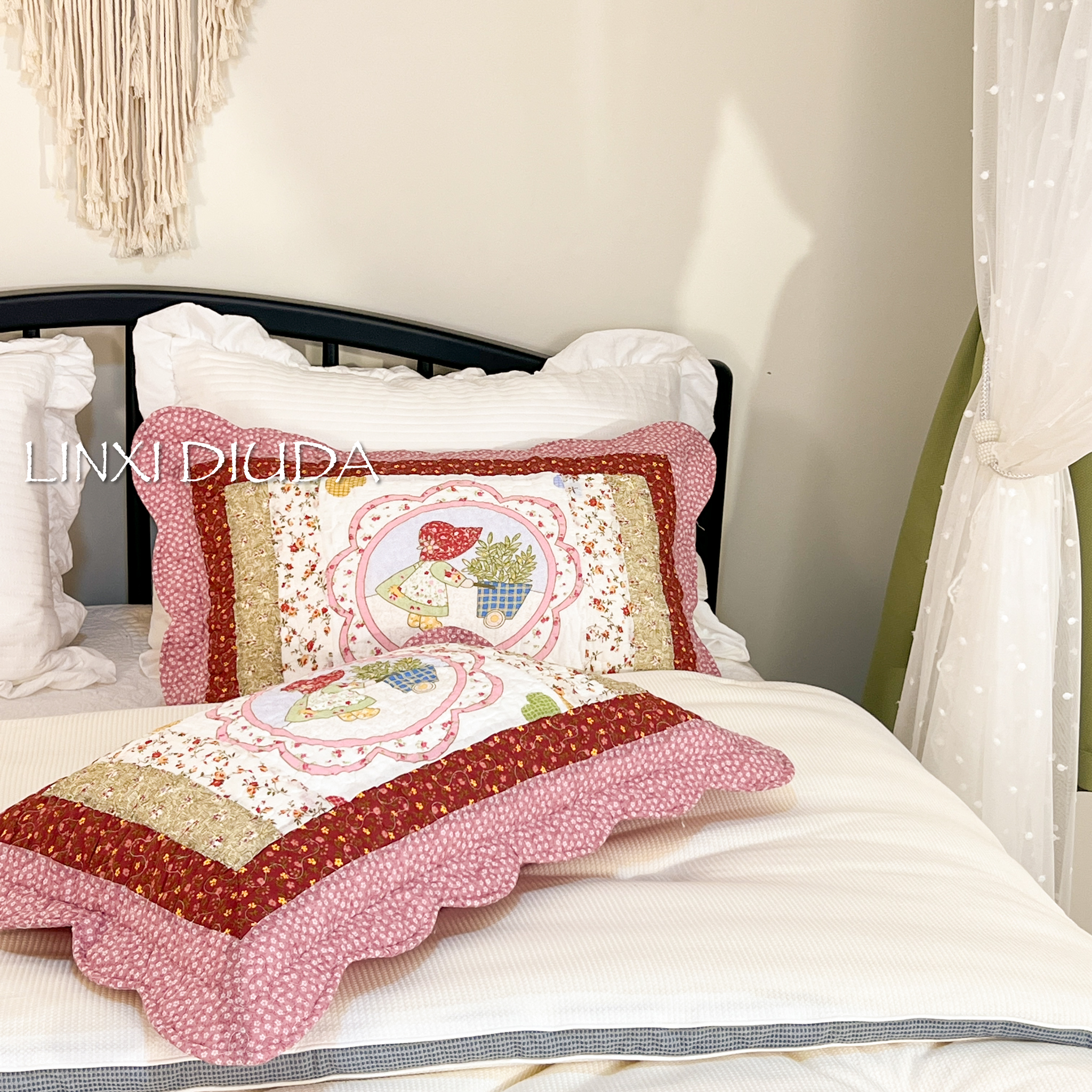 韩国出口单全棉田园风可机洗枕套