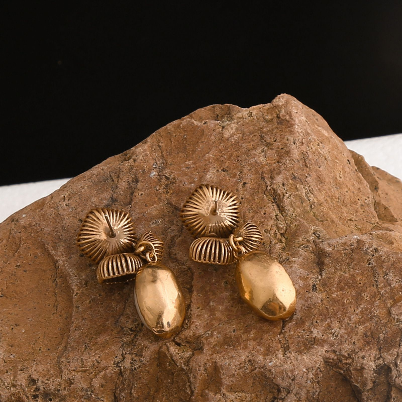 新款中国风复古玫瑰耳环女简约花