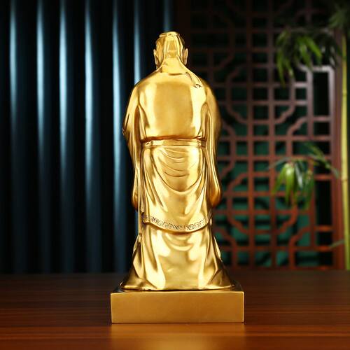 黄铜孔子摆件家居室内人物工艺品传统孔圣站像办公室铜工艺品摆设