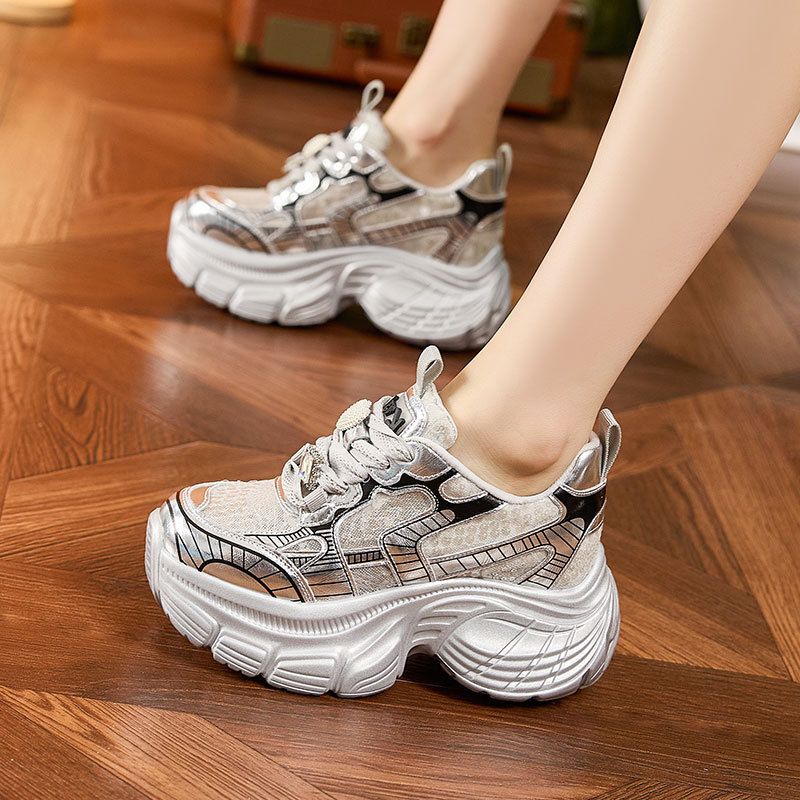 厚底老爹鞋女2025新款夏季镂空网