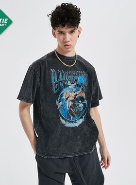 ARTIE男装|2022新款250g重磅街头复古t恤 高街圆领磨边短袖t恤男