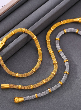 欧美chic风竹节金属网状圆形手链