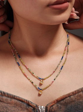 谜丽多巴胺天然石串珠切面猫眼石