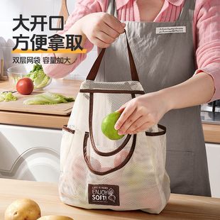 网兜收纳袋多功能手提袋 家用厨房果蔬收纳挂袋悬挂收纳袋壁挂式