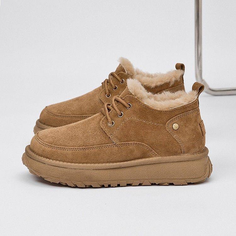 东北真皮棉鞋皮毛一体男鞋反绒皮