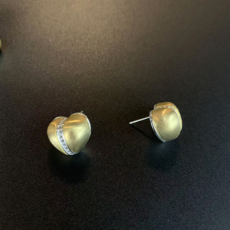 欧美小众时尚设计气质简约金属拉丝球球耳钉s925银针个性百搭耳环