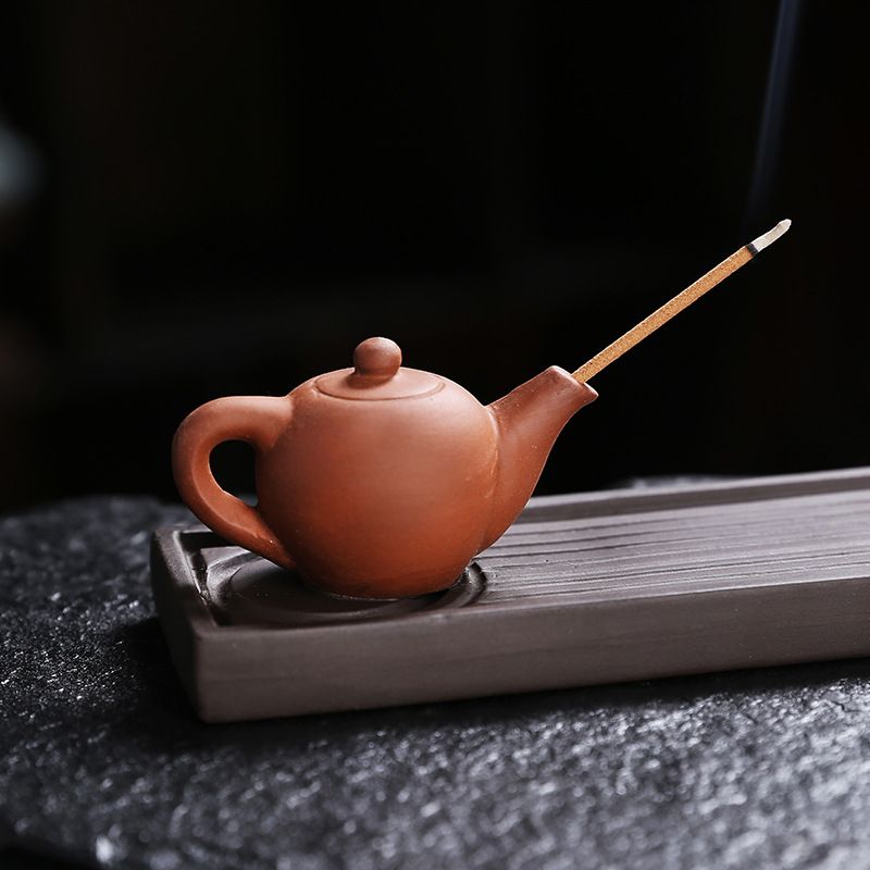紫砂线香座香炉檀香炉创意茶壶倒流香炉家居工艺摆件一件