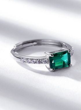 跨境新款欧美风简约几何彩宝戒指