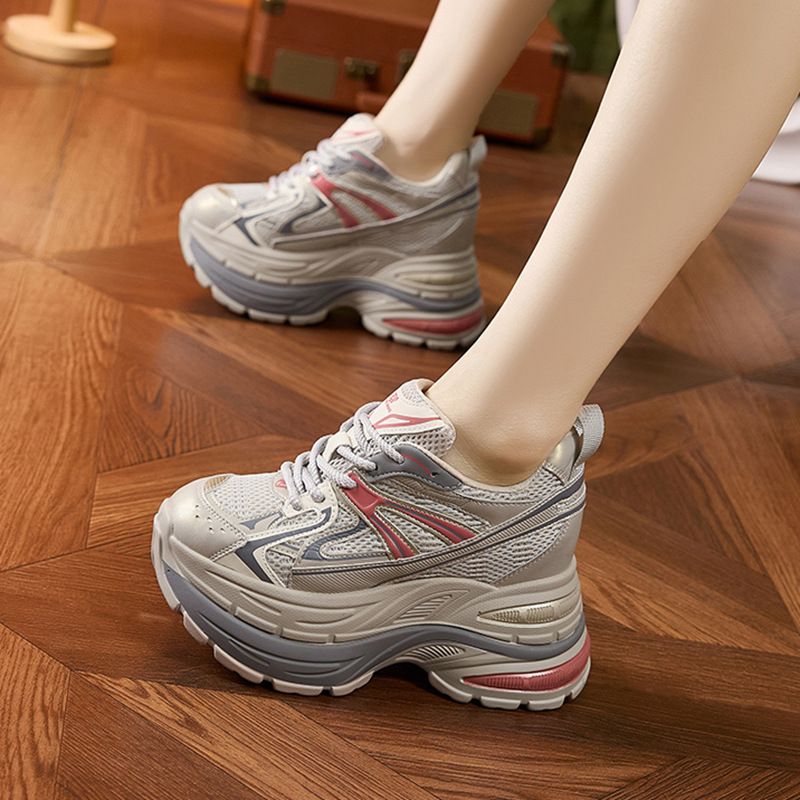 厚底老爹鞋女2025春季新款网面透