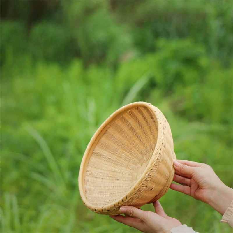 精品本色竹编果篮传统馒头筐竹篮