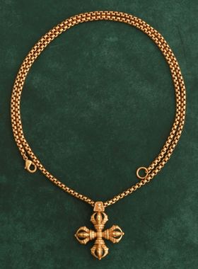 个性复古十字架金刚杵项链冷淡风