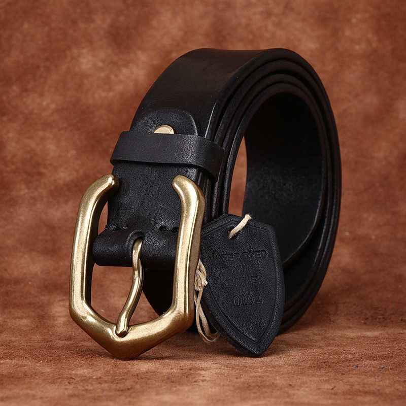 复古水染做旧真皮头层牛皮腰带男