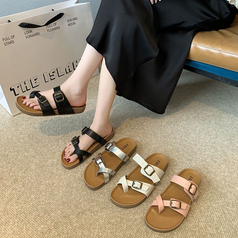 小众高级感凉拖气质日系平底一字