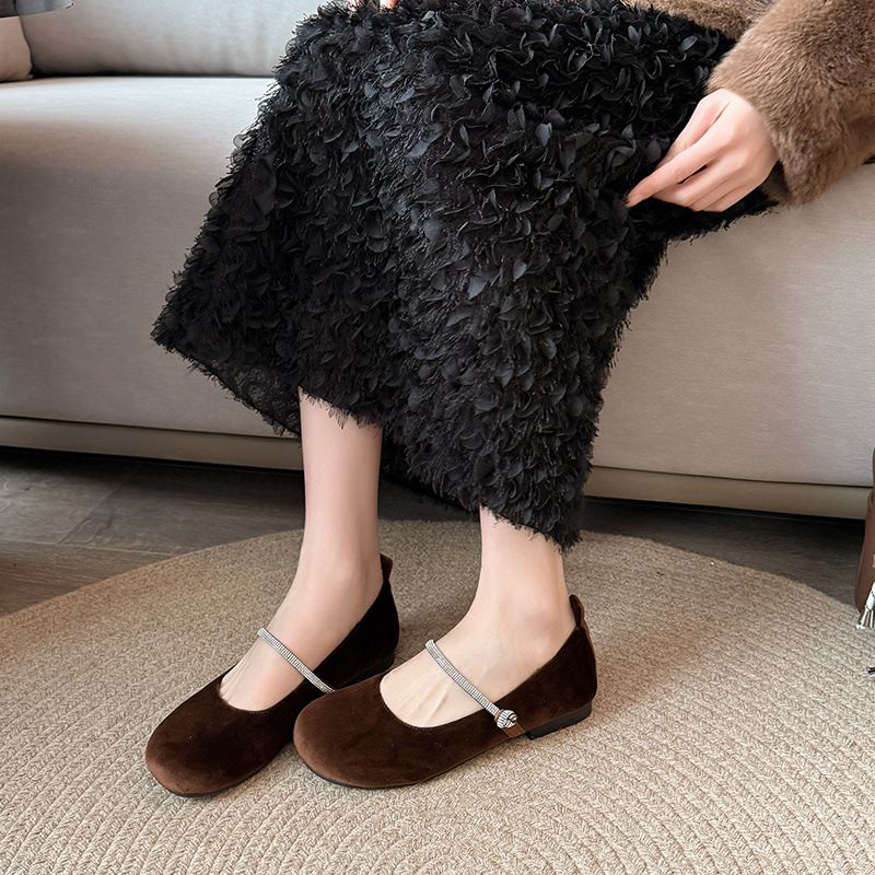 复古圆头一字浅口平底时尚百搭玛