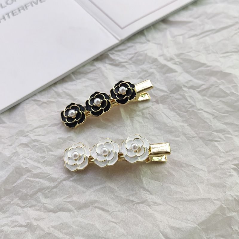法式小号发卡珍珠山茶花发夹女网