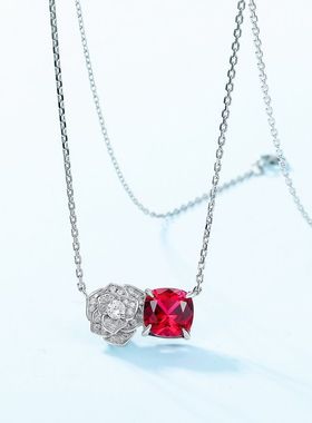 欧美新款轻奢玫瑰花培育红宝项链