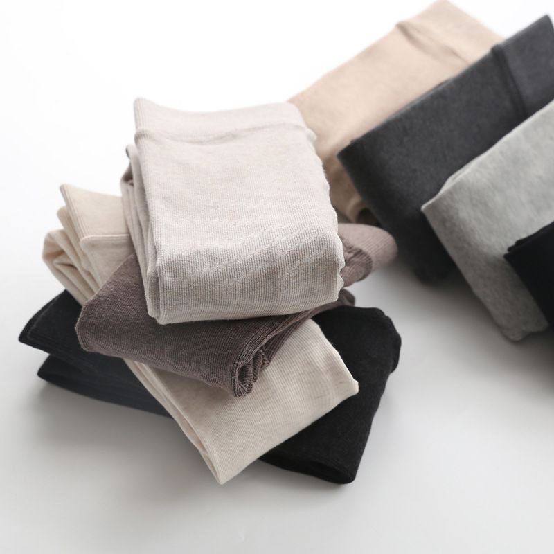 日系春秋薄绒连裤袜纯色精梳棉新款女士竖条显瘦打底袜保暖踩脚袜