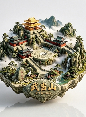 武当山金顶太极3D金属冰箱贴