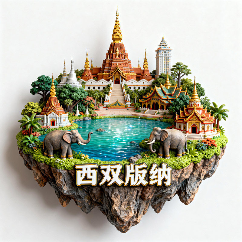 西双版纳傣族3D金属浮雕冰箱贴