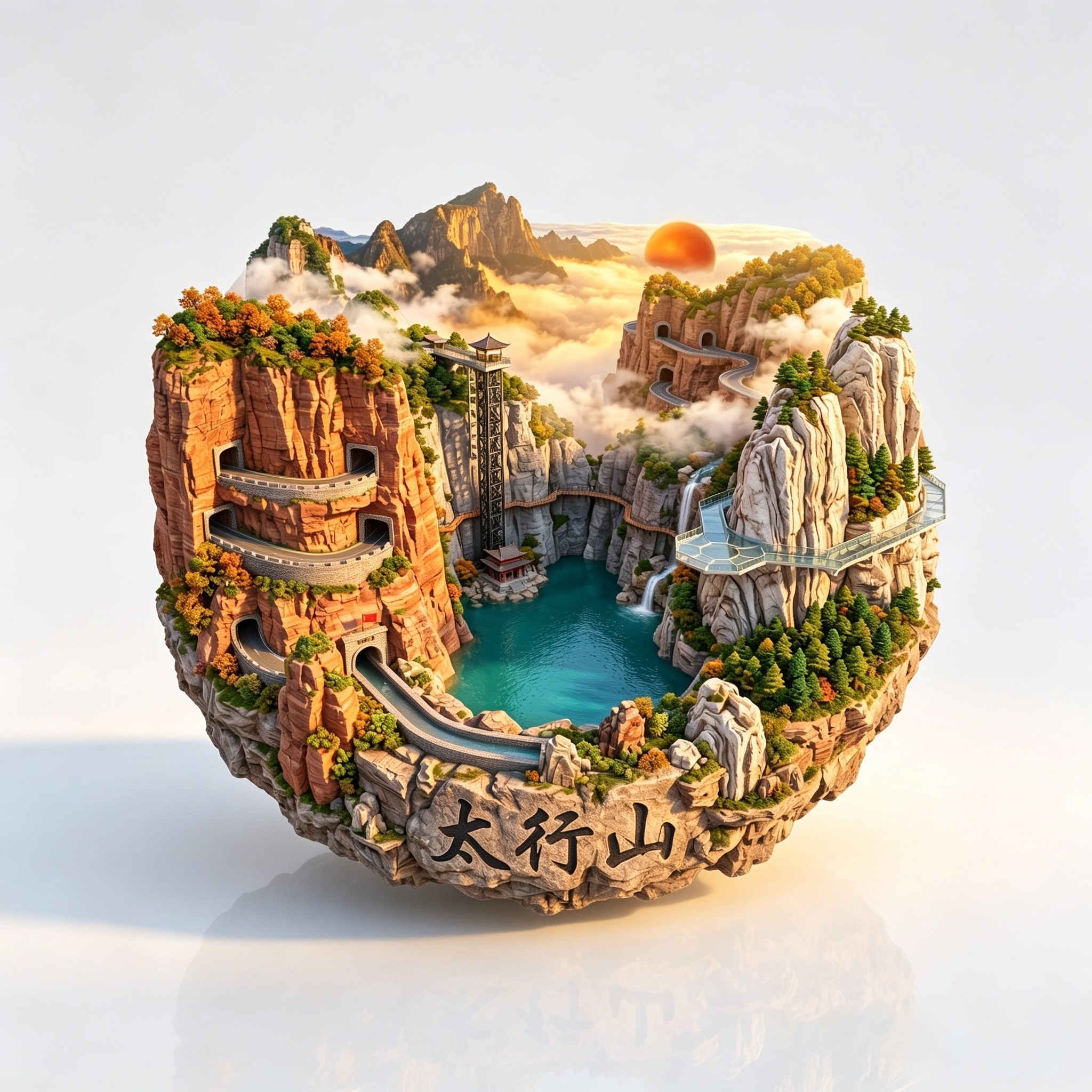 太行山3D浮雕八泉峡冰箱贴文创