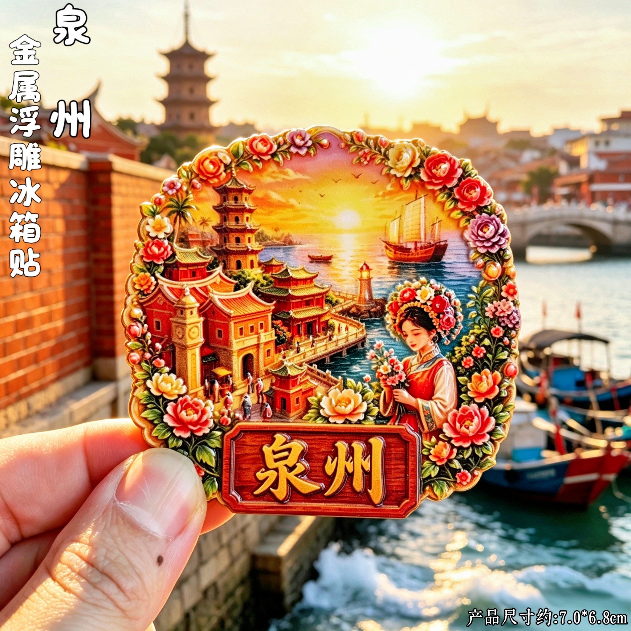 泉州清源山3D浮雕金属冰箱贴