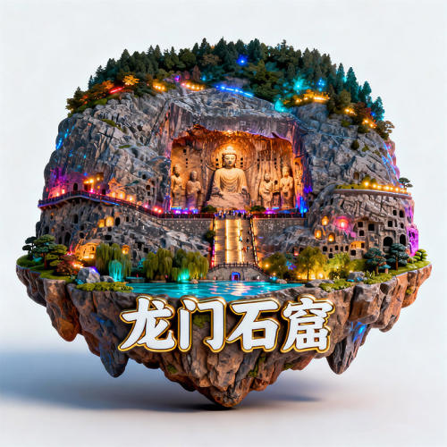 洛阳龙门石窟金属3D浮雕冰箱贴