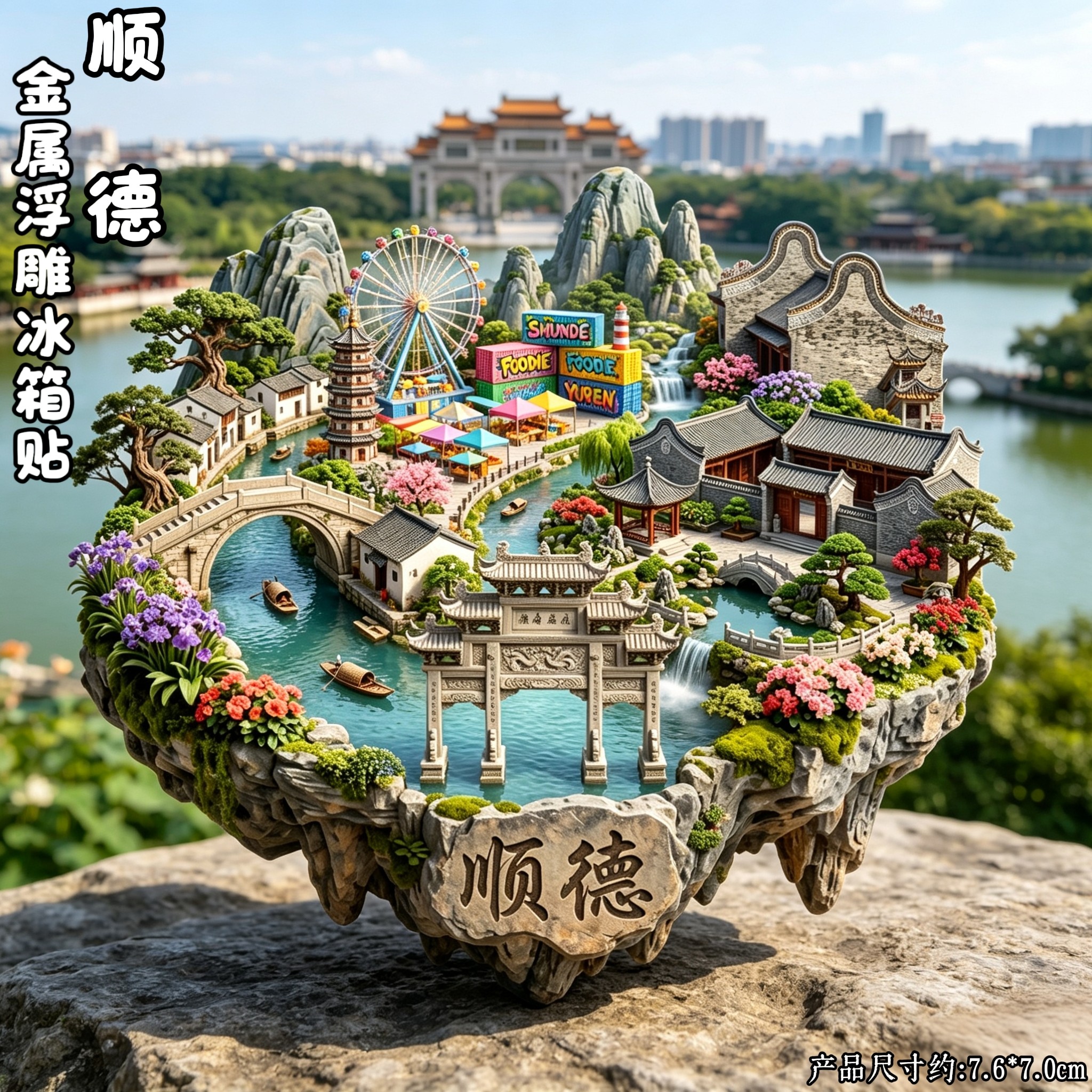 顺德清晖园3D金属立体冰箱贴