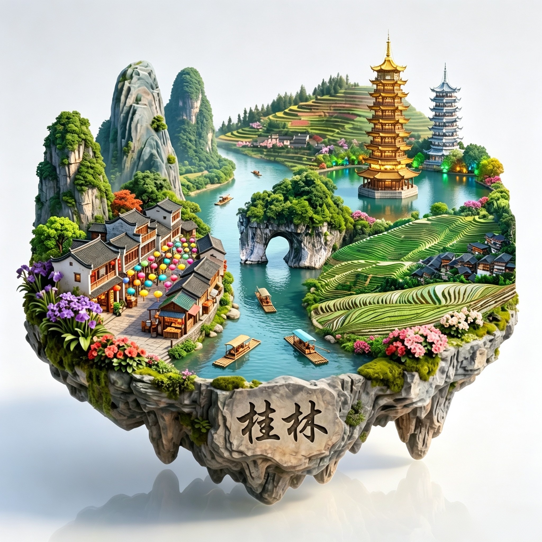 桂林象鼻山漓江3D金属冰箱贴