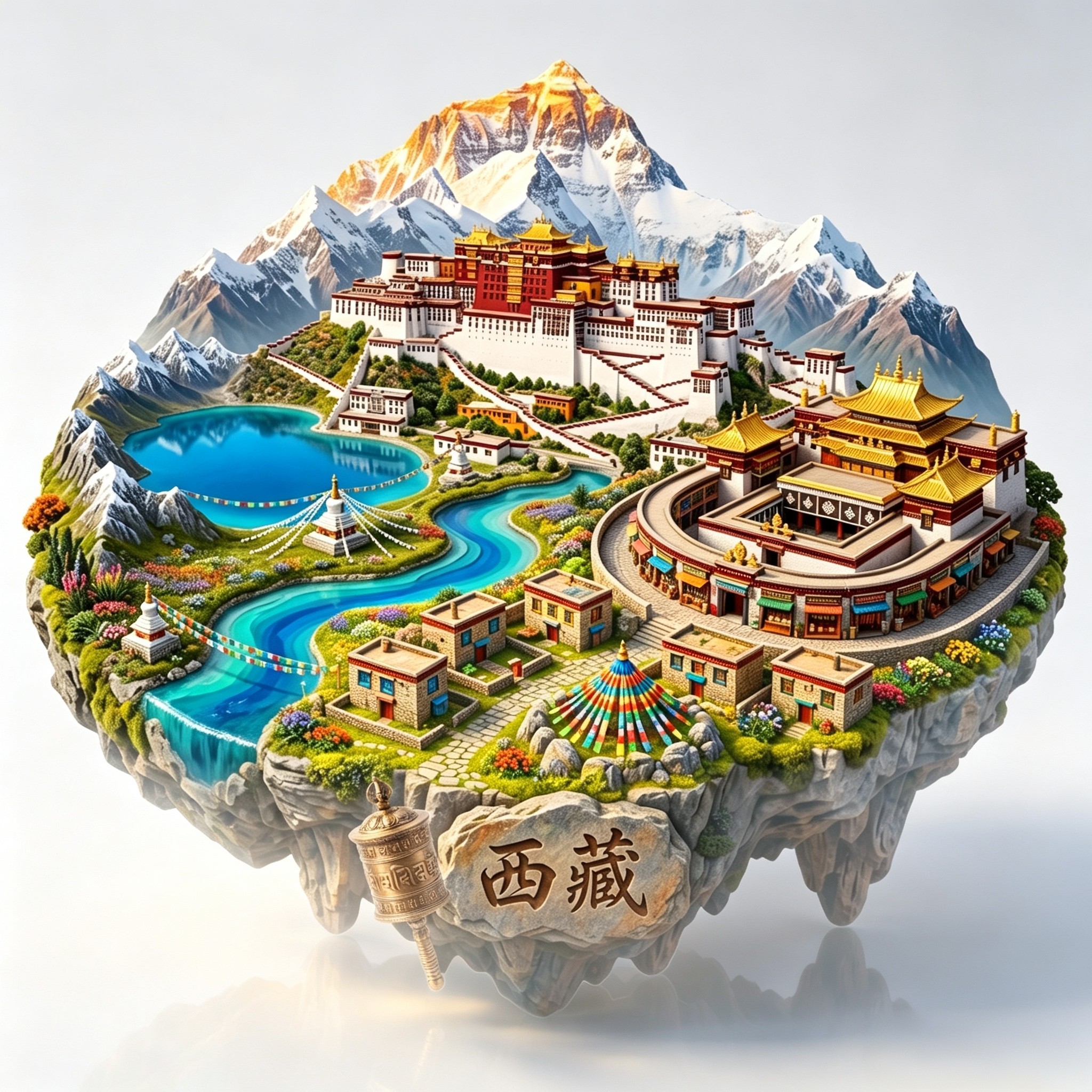 西藏布达拉宫3D金属冰箱贴