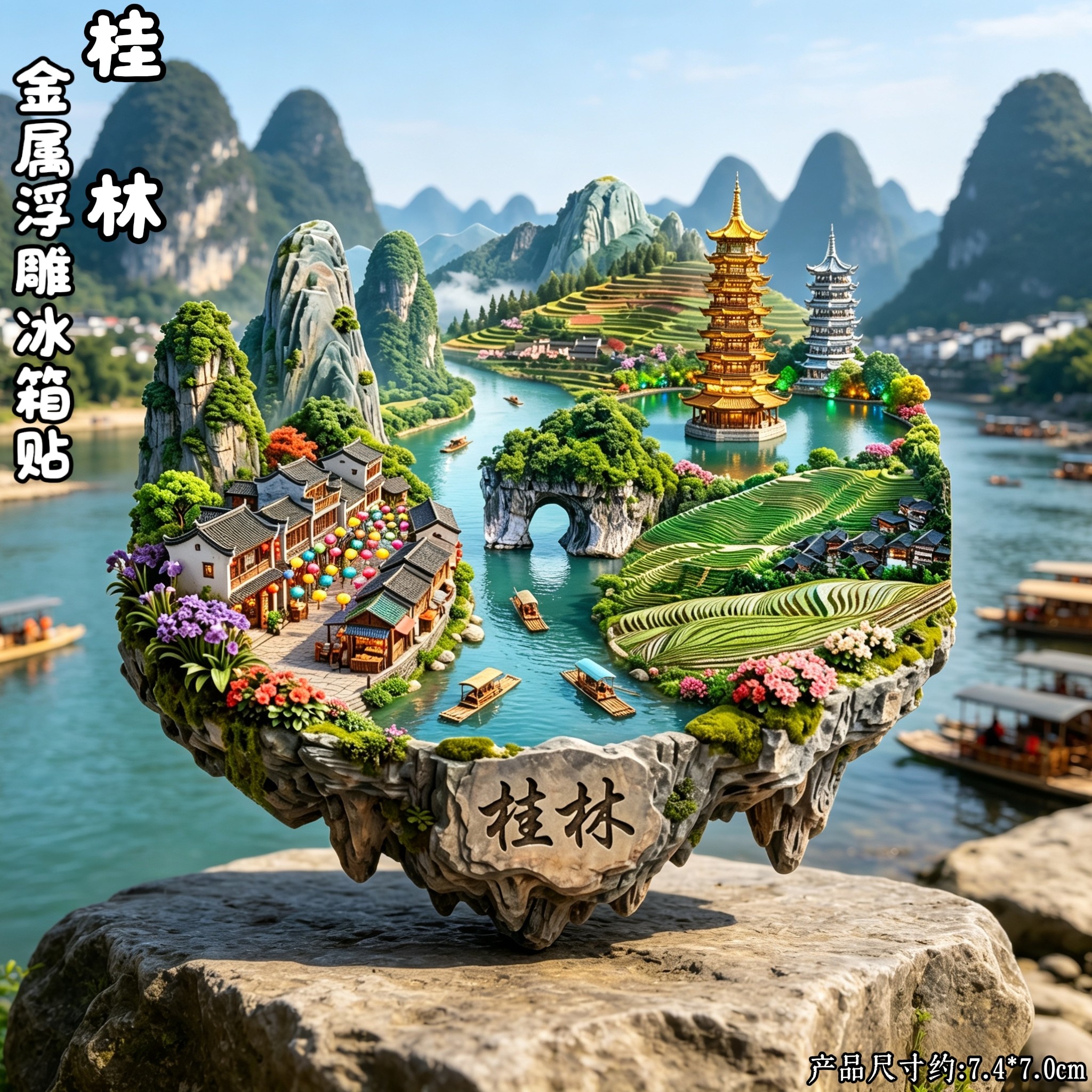 桂林象鼻山漓江3D金属冰箱贴