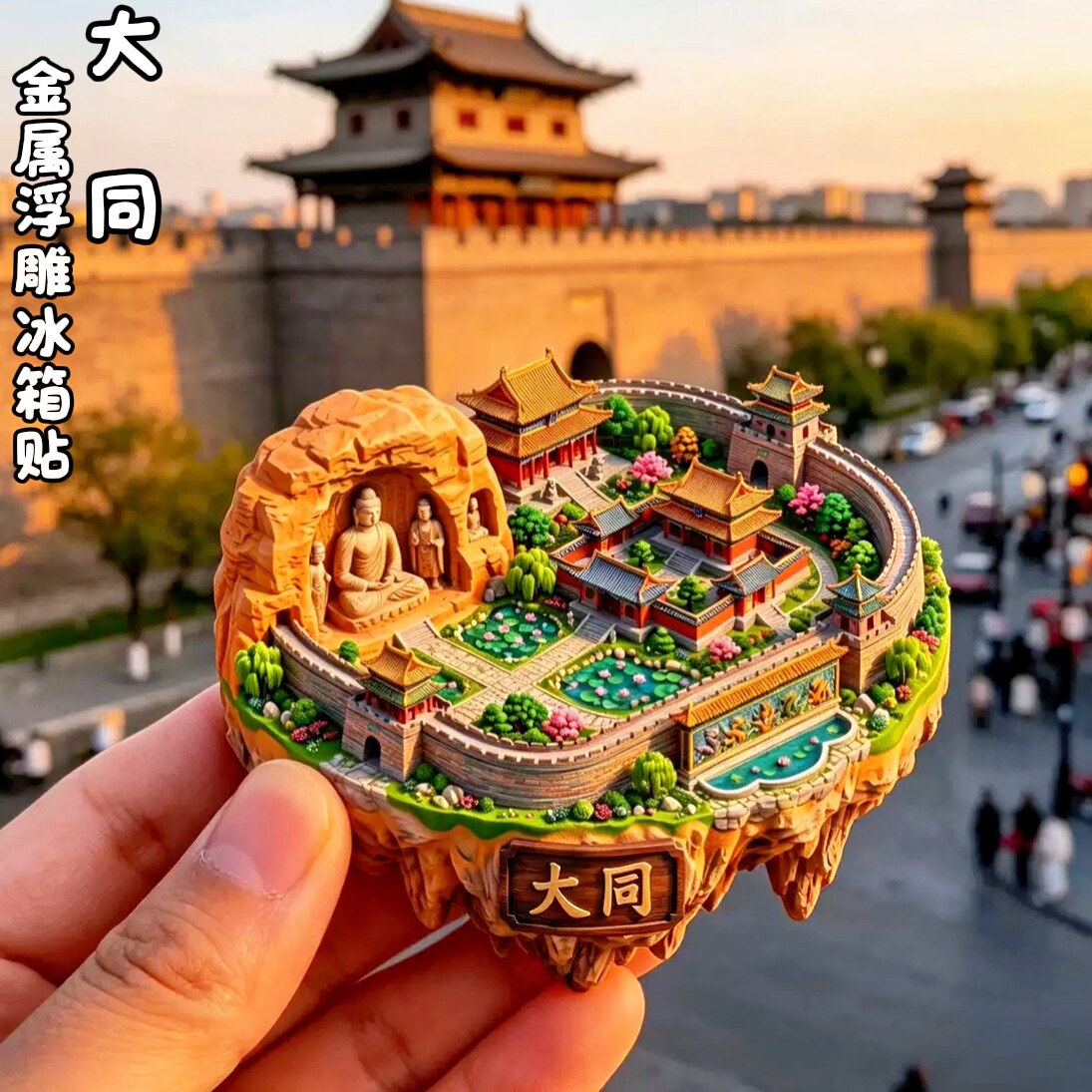 大同金属微缩云冈石窟冰箱贴