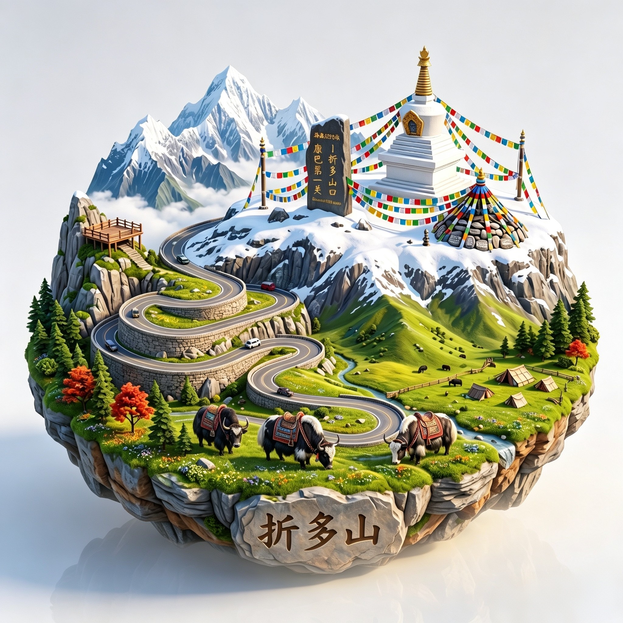 川藏线折多山3D文创冰箱贴