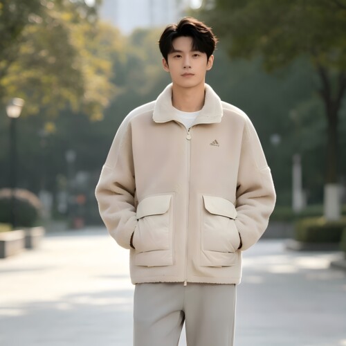 【换季特惠】Adidas阿迪达斯正品男女舒适针织加绒夹克外套IK7342