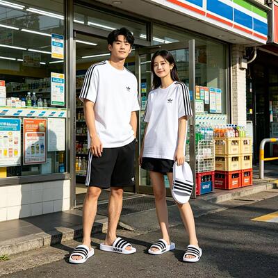 阿迪达斯男女同款运动拖鞋