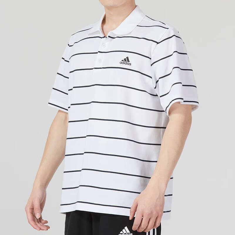 正品阿迪达斯FI STRIPE POLO男三扣罗纹Polo领透气短袖T恤IA8166