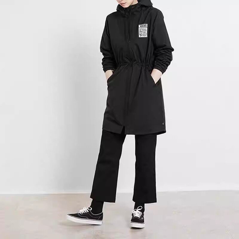 正品范斯VANS女子撞色字母印花春秋连帽夹克外套VN0A4BFDBLK