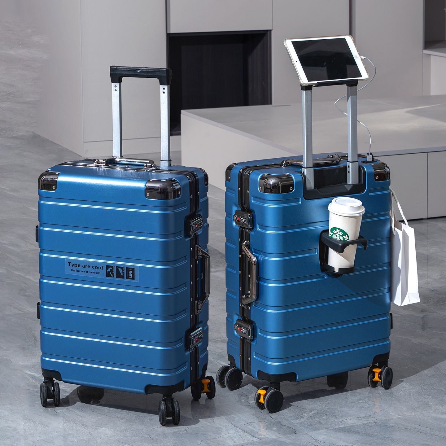 行李箱女24寸拉杆箱女学生20寸登机旅行箱子多功能密码锁充电接口