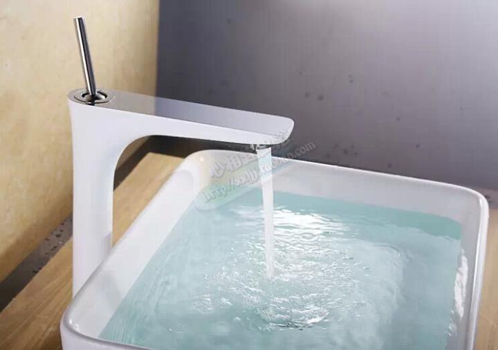 冠爵加高白色烤漆冷热水面盆龙头图片