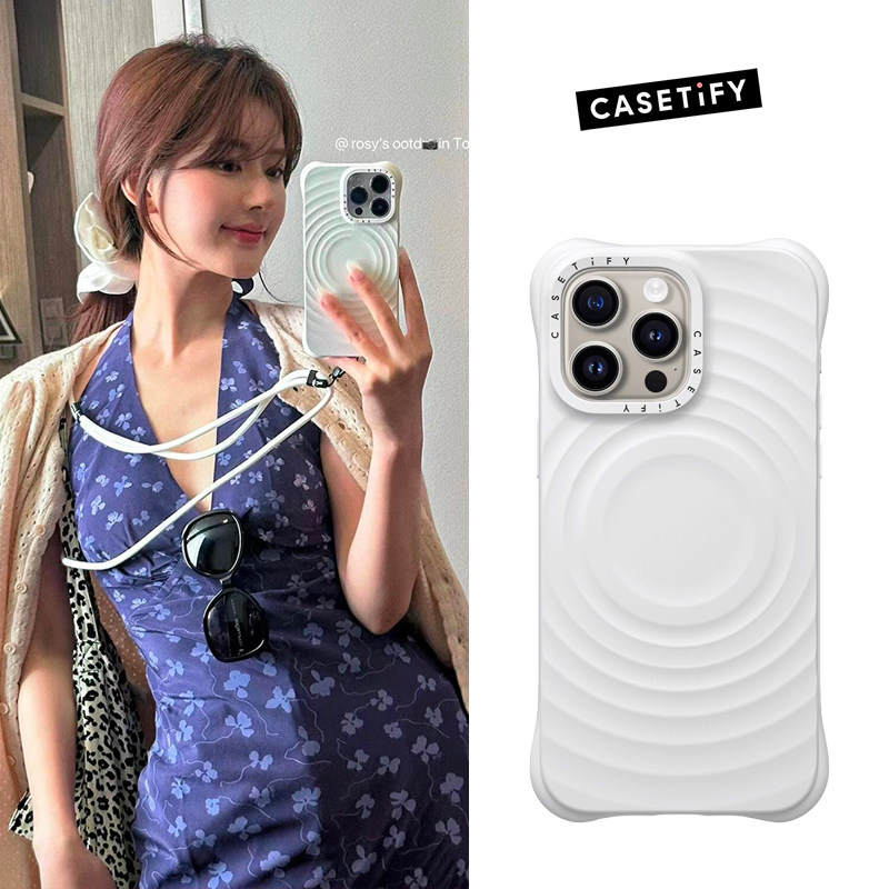 CASETIFY赵露思明星同款波漾适用苹果iPhone17/16promax磁吸手机壳15/14/13白色/黑色波浪简约硅胶保护套粉色