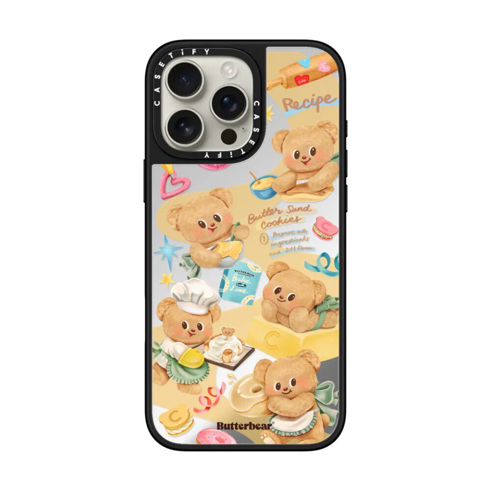 现货CASETiFY联名黄油小熊烘焙时间手机壳适用苹果iPhone16ProMax/15/14/13/12/Plus/Mini镜面磁吸保护套卡通