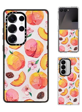 现货CASETiFY艺术家Ann Marie Coolick桃子花朵手机壳适用samsung三星S25/24Ultra+Z Flip/Fold7/6/5保护套潮