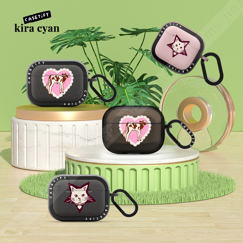 CASETiFY艺术家Kira Cyan无线蓝牙耳机保护套适用苹果AirPods4/3雾面强韧防摔壳Pro2/1代镜面卡通复古梦幻潮