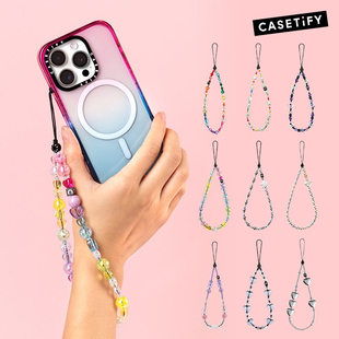 现货CASETiFY正品串珠手机链时尚潮牌手腕带小挂绳网红ins风吊饰