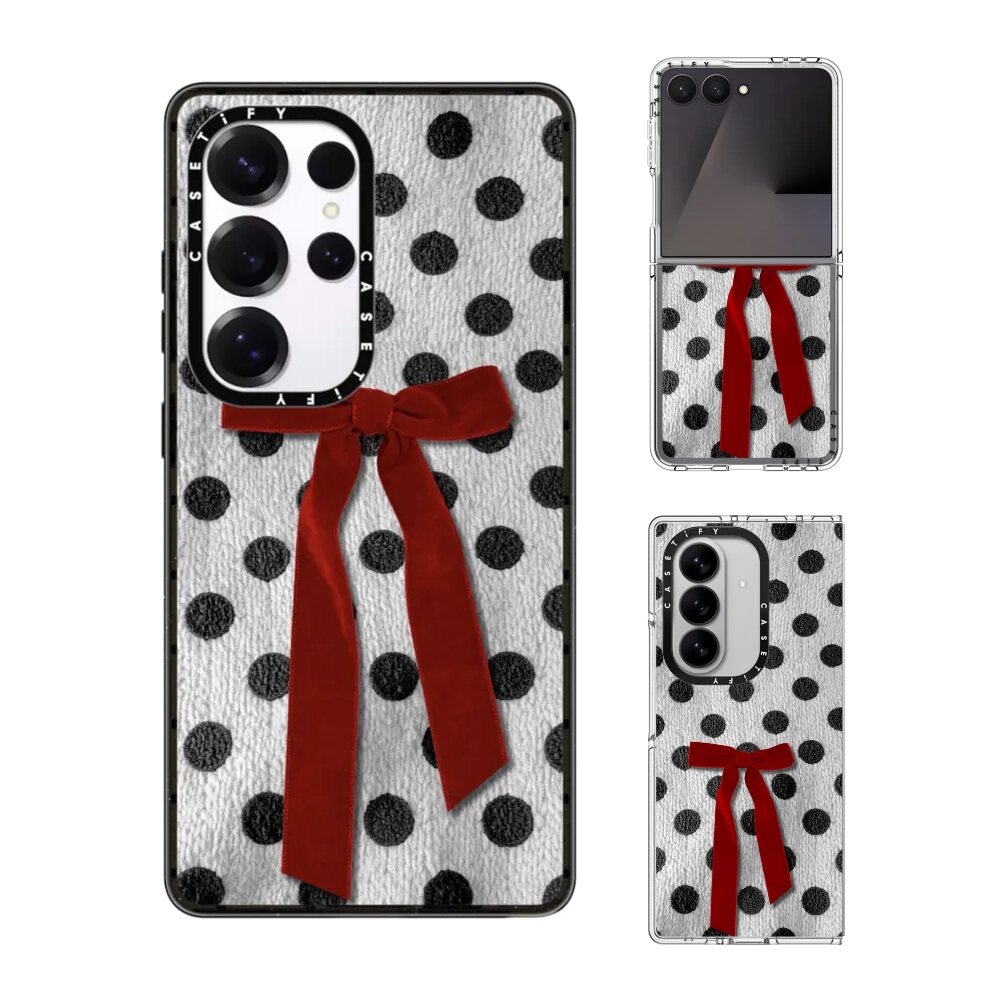 现货CASETiFY带蝴蝶结的波点针织手机壳适用samsung三星S25/S24Ultra+Z Flip/Fold7/6/5磁吸保护套时尚轻奢潮